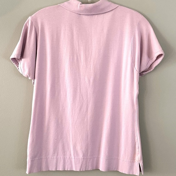 Vintage Lizgolf Short Sleeve Collared Shirt Zipper Front Lilac Pastel Size M - Picture 2 of 7